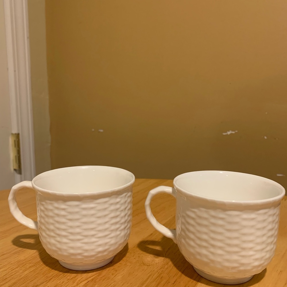 Two Wedgewood Nantucket Basketweave Teacups